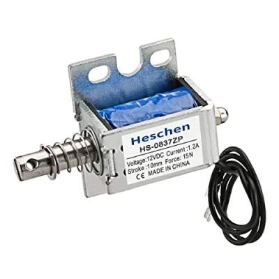 Immagine di Hechen jf 0837zp Elettromagnete Solenoide DC 12 V 1 A 0.8 N 10 millimetri corsa Push Pull Type Open Frame serratura
