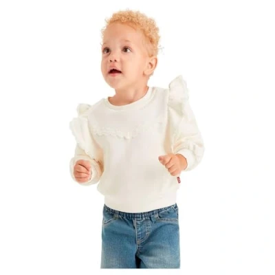 Immagine di Levi&#039;s Equipaggio Lvg con Volant 1ej245 Felpe, Bianco Antico, 6 Mesi Bambine e Ragazze