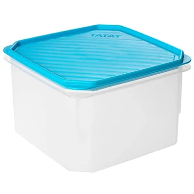 Immagine di Tatay Contenitore per Alimenti, Ermetico, Capacità 2.9L, Coperchio a scatto flessibile, senza BPA, Adatto al microonde e alla lavastoviglie, Blu. Dimensione: 18,5 x 12,2 cm