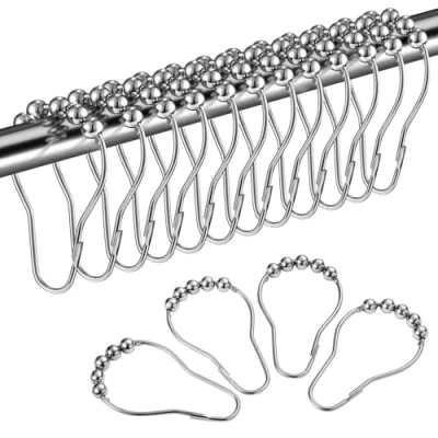 Immagine di LIHAO Anelli per Tenda da Doccia, in Acciaio Inox, con Sistema Scorrevole, Inossidabile, 12 Ganci Singoli, 69x39mm