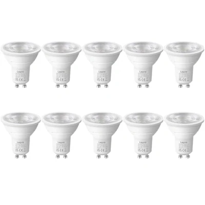 Immagine di Lepro Lampadina LED GU10 4W (Equivalente a 50W), Faretti Luce Bianco Freddo 6500K 345 LM, Angolo del Fascio 38,Lampada Nessun Sfarfallio Non Dimmerabili, Confezione da 10