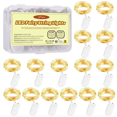 Immagine di Stringa Luci LED a Batteria, 15 Pezzi Impermeabile 20 2M Mini Lampada Fili di Rame Bianco Caldo per Interni ed Esterni, Natalizi, Matrimoni, Feste Compleanno, Decorazione da Giardino
