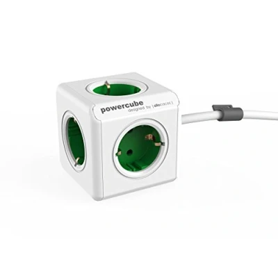 Immagine di Allocacoc 1300GN/DEEXPC, PowerCube Extended Spina a 5 Prese, Verde/Bianco