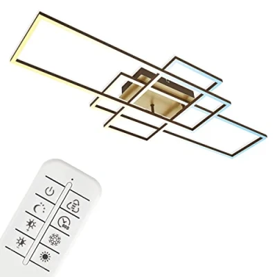 Immagine di BRILONER plafoniera LED dimmerabile, con telecomando, cornice LED, temperatura colore regolabile, marrone dorato,1100x248x78 mm
