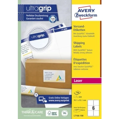 Immagine di Avery L7166 100 Bianco 600pezzo(i) etichetta autoadesiva