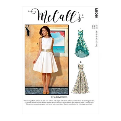 Immagine di McCall&#039;s McCalls Pattern M8060A5 Misses&#039; Pleated Skirt Dresses A5 (6 8 10 12 14) Vestito da Donna con Gonna a Pieghe, Formato, Vario