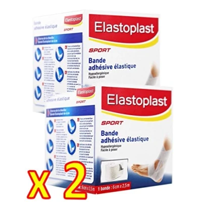 Immagine di Elastoplast SPORT Nastro elastico per contenimenti, flessibile, 2 pezzi, 6 cm x 2,5 m (6/2)