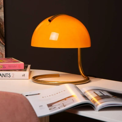 Immagine di Lucide Lampada da tavolo retrò Cato con vetro arancio