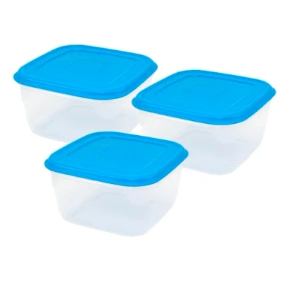Immagine di GIO&#039;STYLE Set di 3 Contenitori Ermetici per Alimenti 0.5L + 1L 1.5L Made in Italy Quadrati Adatto a Frigorifero, Freezer, Microonde Linea