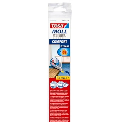 Immagine di tesamoll Comfort Paraspifferi a Spazzola Guarnizione adesiva per porte in alluminio laccato Adatta isolare stanze con pavimenti irregolari Colore: Transparente 100 cm x 4