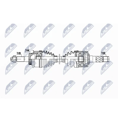 Immagine di NTY NPW MZ 090 Albero motore / Semiasse Assale anteriore Dx 583 Cambio manuale, Trasmissione automatica FORD: Ranger Mk2