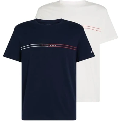 Immagine di Tommy Jeans Entry 2 PACK Tshirt con stampa, Uomo, Taglia: 46, Dark night navy/ecru