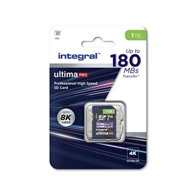 Immagine di Scheda SD integrata da 1 TB 8K e 4K Video in lettura 180 MB/s scrittura 150 SDXC V30 U3.