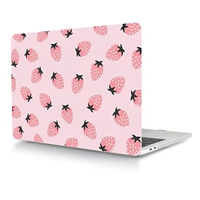 Immagine di Custodia per Nuovo Macbook Air 13 pollici 2020 2019 2018 Pubblicazione Modello A1932 A2179 A2337 M1 con display Retina e Touch ID, Copertina Rigida in Plastica Protettiva, fragola