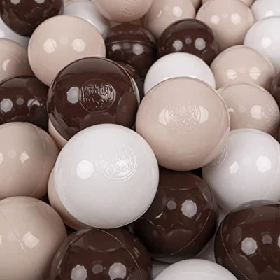 Immagine di KiddyMoon 100 Palline/7Cm Palline Morbide Colorate Per Piscina Bambini Fatto In EU, Beige Pastello/Marrone/Bianco
