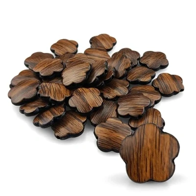 Immagine di Netuno 30 perline di legno fiori 15 mm x perle con foro da infilare decorative marrone per gioielli fai te braccialetti bigiotteria collane lavoretti