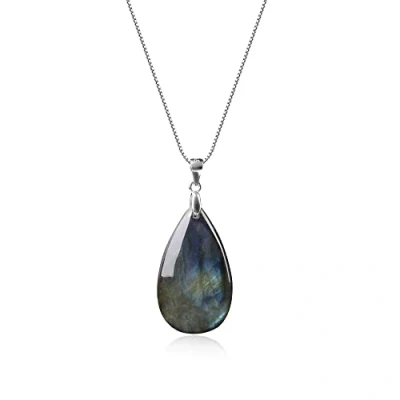 Immagine di COAI Collana da Donna in Argento Sterling con Ciondolo Goccia d’Acqua di Cristallo Labradorite
