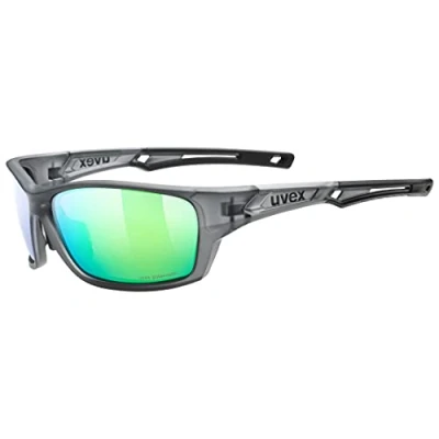 Immagine di uvex sportstyle 232 P, occhiali sportivi unisex, polarizzato, comfort senza pressione e tenuta perfetta, smoke matt/green, one size