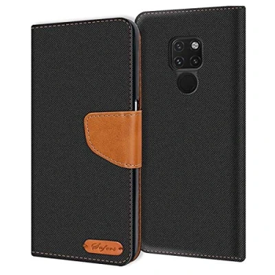 Immagine di Verco Huawei Mate 20 Custodia per Cellulare, Caso Tessuto Cover Tessilo Portafoglio Case, Nero