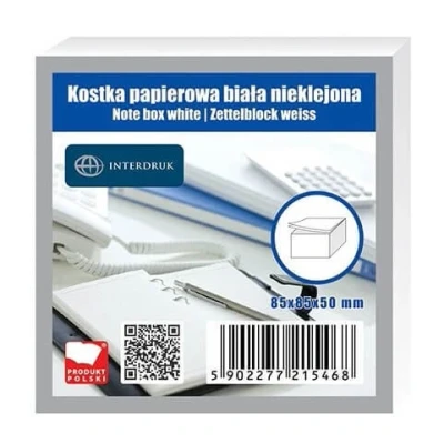 Immagine di Interdruk Memo Cube Bianco 85 x 50 mm Fogli Sciolti, Tinta Unita, Colore 500, KOSPAPNK5