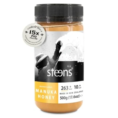 Immagine di Steens Miele di Manuka MGO 263+ Puro grezzo 100% certificato UMF 10+ Invasettato e sigillato in Nuova Zelanda Honey 500 g