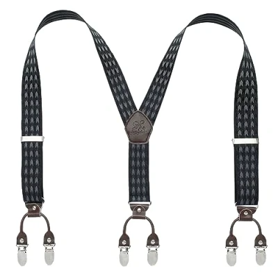 Immagine di KANGDAI Robusto Uomini Braces 6 Fibbie Y Indietro 10 colori Suspendenti regolabili elastici durevoli Forti clip metalliche (linea d&#039;onda bianca)