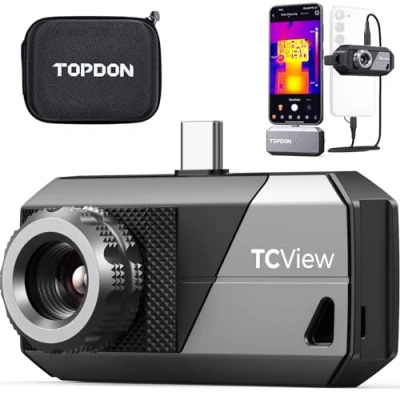Immagine di TOPDON TS001 Termocamera Professionale per Android, Messa a Fuoco Manuale, Campo di Osservazione 0,1 500m, Risoluzione IR 256x192, da 20C 550C,Telecamera Termica con Obiettivo Regolabile 9mm
