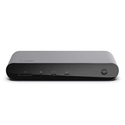 Immagine di Belkin Dock Thunderbolt 4 Pro, supporto di 1 monitor 8K a 60 Hz, 2 4K, porte 4, HDMI, USB C PD da 90 W, ingresso/uscita audio, compatibile con MacBook XPS e altri