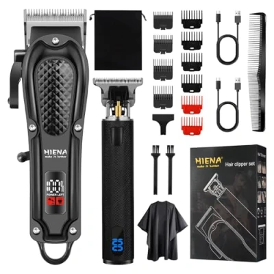 Immagine di HIENA PRO Kit Barbiere Professionale, Taglia Capelli Set Per Uomo, Cordless Macchinetta Capelli, Barba e Uomo Con Display LED