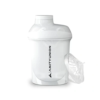 Immagine di Protein shaker Deluxe 400 ml a prova di perdite, senza BPA, con setaccio e scala ORIGINALE per frullati cremosi proteine ​​del siero latte in polvere, proteine, bianco