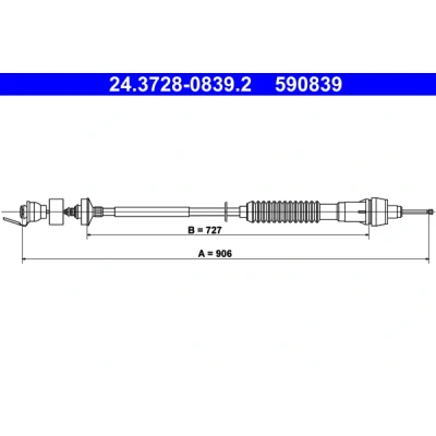 Immagine di ATE 24.3728 0839.2 Cavo Frizione con regolazione automatica CITROËN: Xsara Station Wagon, Hatchback