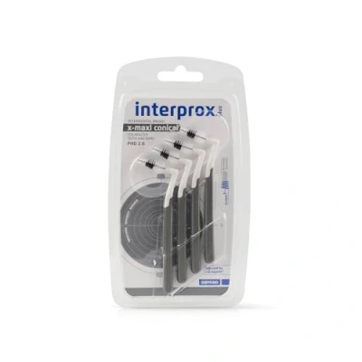 Immagine di Interprox Plus X Maxi Conical 4 Scovolini, Anti Placca e Carie, indicato per spazi interprossimali piú grandi (PHD 2.6).Collo 90 gradi, i denti posteriori