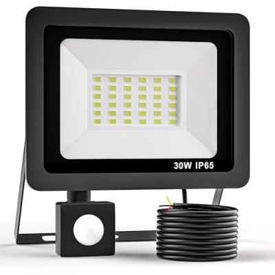 Immagine di Realky 30W Fari Led da Esterno con Sensore di Movimento, IP65 Impermeabile Faretto 3000LM, 40LED 6500K Bianca Fredda Interna ed Esterna per Giardino Cortile Garage