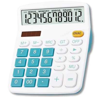 Immagine di Mengshen Calcolatrice grande, display LCD a 12 cifre Batteria solare Dual Power dedicata finanziaria Grande funzione standard da ufficio multifunzione