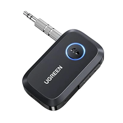 Immagine di UGREEN Ricevitore Bluetooth 5.3 con jack 3,5mm Multifunzioni Pulsante Adattatore Auto Aux Microfono per Altoparlanti Cuffie Chiamate in Vivavoce, Nero