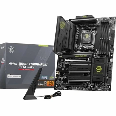 Immagine di MSI MAG B850 TOMAHAWK MAX WIFI Scheda madre, ATX Supporta processori AMD Ryzen 9000/8000/7000, AM5 80A SPS VRM, DDR5 Memory Boost 8400+ MT/s (OC), PCIe 5.0 x16, M.2 Gen5, Wi Fi 7, 5G LAN