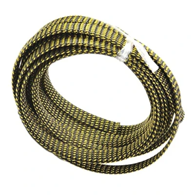 Immagine di Othmro Guaina intrecciata espandibile, 10 mm, larghezza piatta, 1 pezzo, colore: Nero e Oro