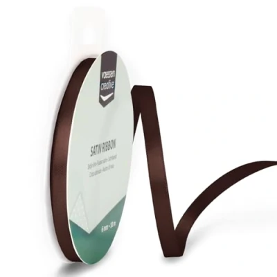 Immagine di Iris Ohyama Ribbon Lyon Wired Nastro di Raso, Marrone, 6 mm x 10 m
