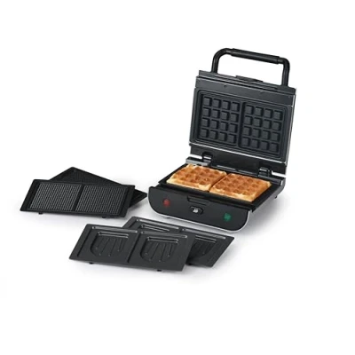 Immagine di SENYA Cialde e crocchette gentiluomo, waffle 3 in 1, waffle, croques, piastre intercambiabili antiaderenti, conservazione verticale, facile da pulire