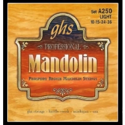 Immagine di GHS™ Strings »PHOSPHOR Bronze A250 MANDOLIN« Corde per Mandolino Phosphor Loop End Light: 010 036