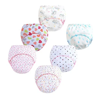 Immagine di FedMois Confezione da 6 Mutandine di Apprendimento Bimbi Bambini Cotone Assorbente Impermeabile, Fiori, 0 1 Anno