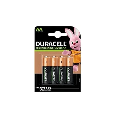 Immagine di 4X Duracell AA Ricaricabile 1300 mAh (1 Blister Da 4 Batterie) Pile Stilo Ricaricabili (HR6/DC1500)