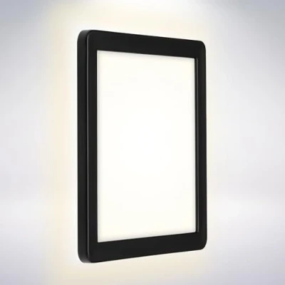 Immagine di BRILONER Leuchten 3010 015 Luce LED, Lampada da Parete Esterno con retroilluminazione, 8 Watt, 1.200 Lumen, 4.000 Kelvin, Bianca/Nera, Quadrata, 190x190x28 mm, Nero