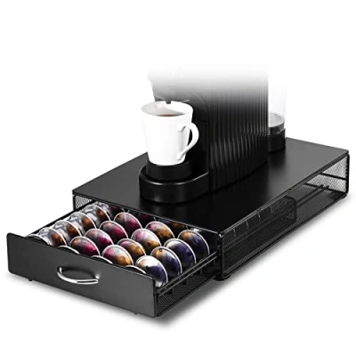 Immagine di SYSYLY Cassetto Porta Capsule caffè,Porta Cialde per 40 Vertuo Capsules,Organizer di Caffè,Cassetto Supporto Metallo.