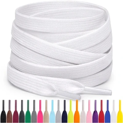 Immagine di Miscly Lacci Piatti per Scarpe Sportive, Disponibili in Varie Lunghezze e Colori (Bianco, 69 cm)