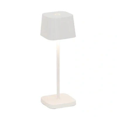 Immagine di Zafferano, Lampada Ofelia Micro, da Tavolo Ricaricabile e Senza Fili con Controllo Touch, Adatta per Salotto ed Esterni, Dimmer, 2200 3000 K, Altezza 20 cm, Colore Bianco