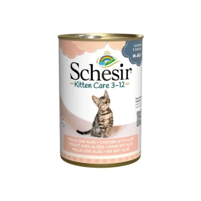 Immagine di Schesir Cibo umido per gatti cuccioli al gusto Tonnetto con aloe in gelatina gattini dai 3 ai 12 mesi 24 lattine da 140g (3.36kg Totale)