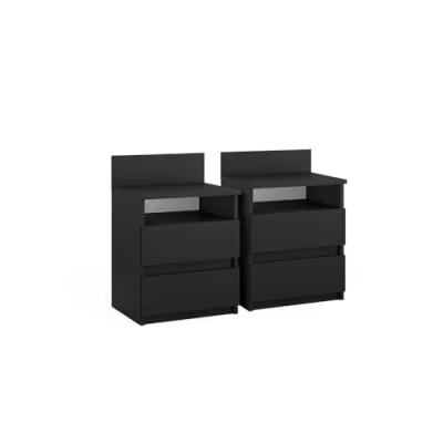 Immagine di Vicco comodino camera da letto Monty, Nero, 39.6 x 59.1 cm Set di 2