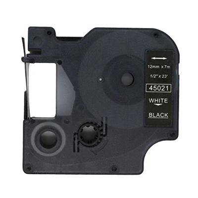 Immagine di BROVACS 1 confezione di nastro bianco su nero compatibile per DYMO D1 45021 12 mm 1/2&quot; OPA2221