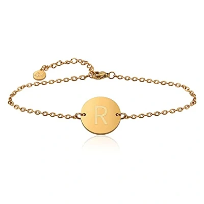 Immagine di GD GOOD.designs EST. 2015 Bracciale con Lettere in Oro I 18k Placcato Vero Ciondolo Incisione delle iniziali (R)